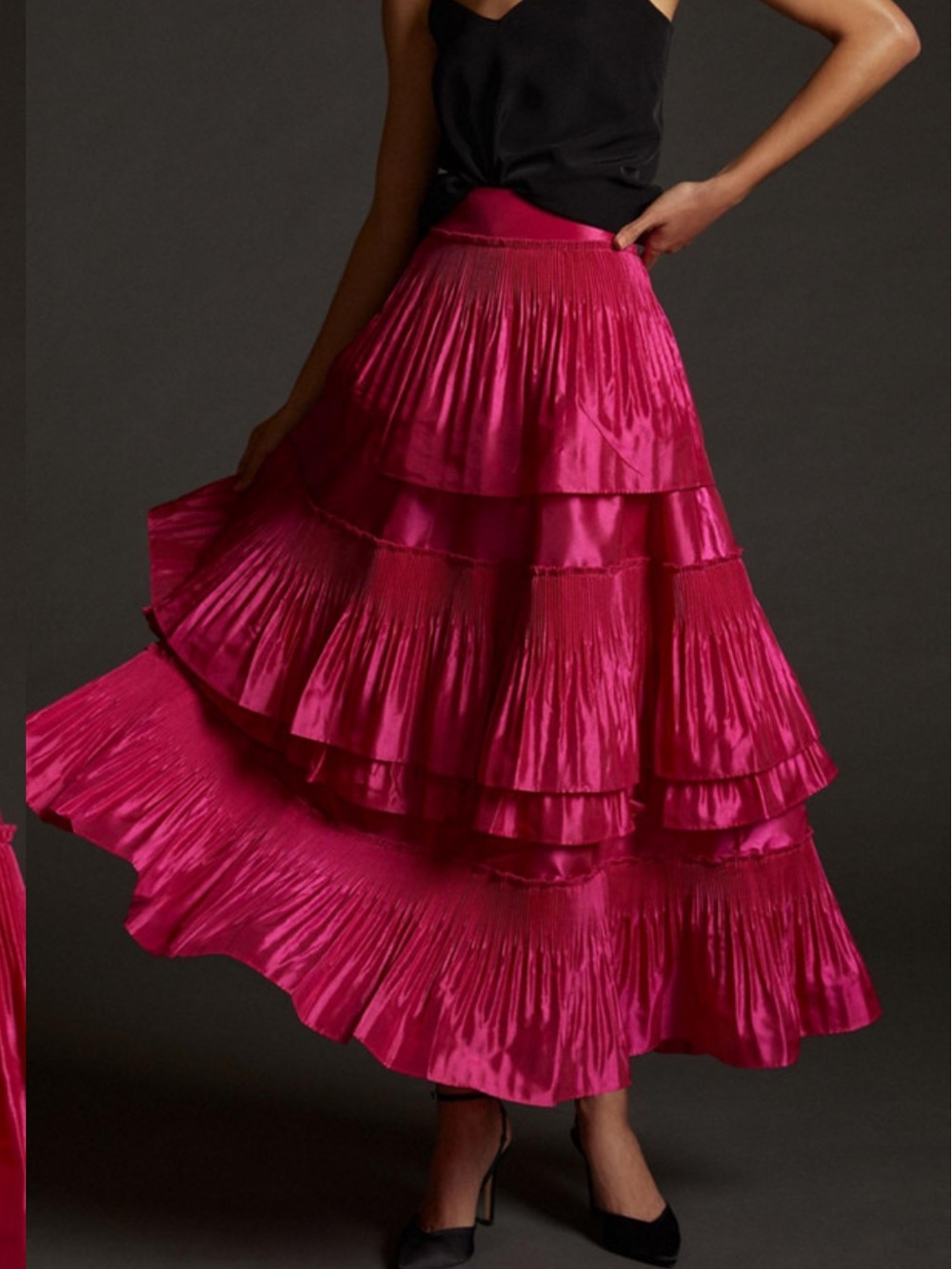 NWT Anthropologie size XL tiered pintucked maxi skirt in pink - Picture 2 of 10